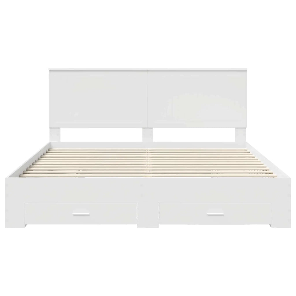 Letto matrimoniale | Letto per adulti | Struttura del letto Bianco 180 x 200 cm Legno multistrato