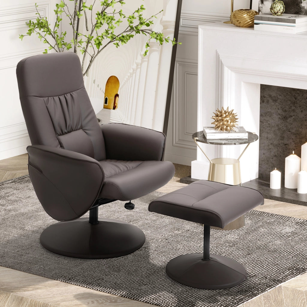 Set 2 Poltrone Relax con Poggiapiedi ¨C Xylo ¨C Schienale Reclinabile Regolabile Marrone