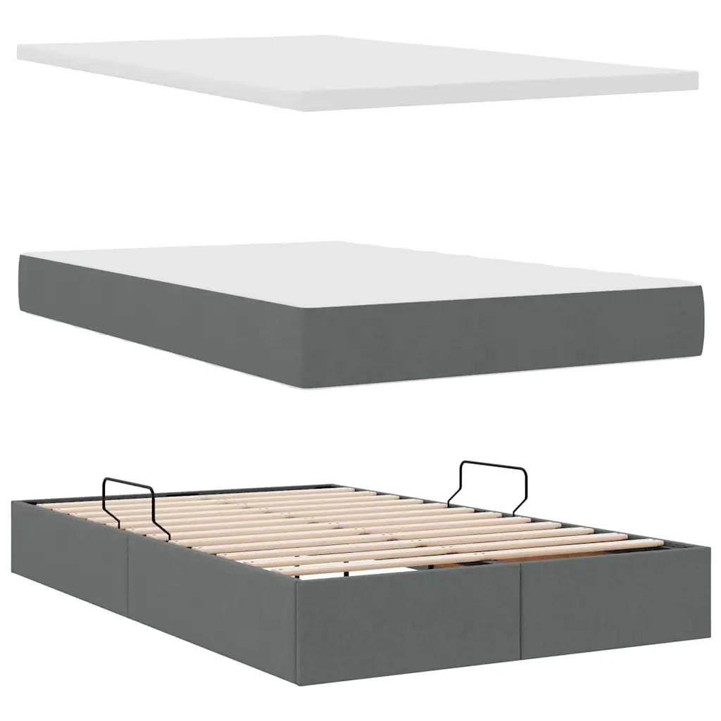 Letto con contenitore e LED Grigio scuro 120 x 200 cm Tessuto 3371263