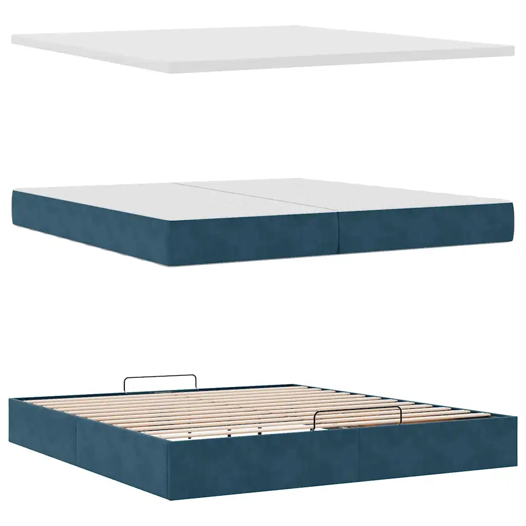 Struttura Letto Pouf con Materassi 200x200 cm Velluto 3311211