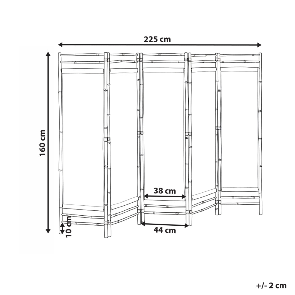 Divisorio a 5 pannelli Marrone chiaro Bambù 225 x 160 Divisorio in legno naturale Japandi Schermo organico Schermo per camera da letto