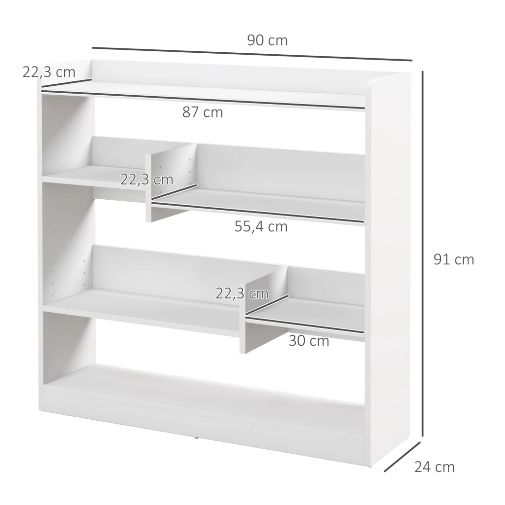 Libreria Scaffale Mobile con Ripiani ¨C Zephmum ¨C Bianco 90x24x91 cm