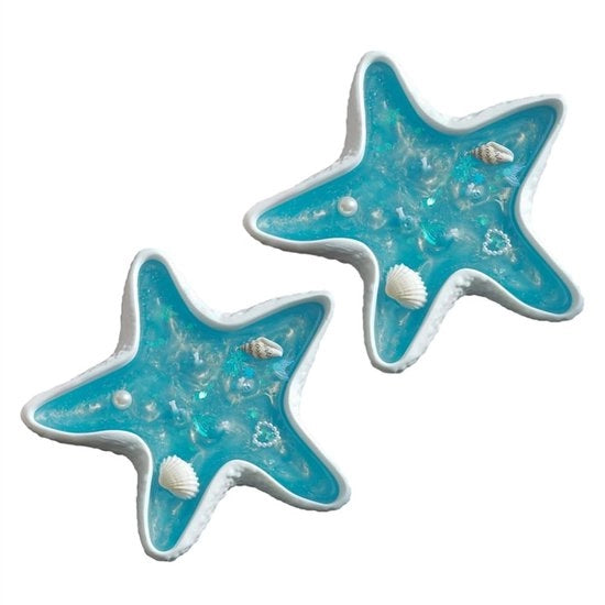Set di candele marine da 2 - Forma stellare - Candele di soia - Decorazione estetica di mare - Profumo calmo dell'oceano - Unico artigianato a mano - Candela di profumo