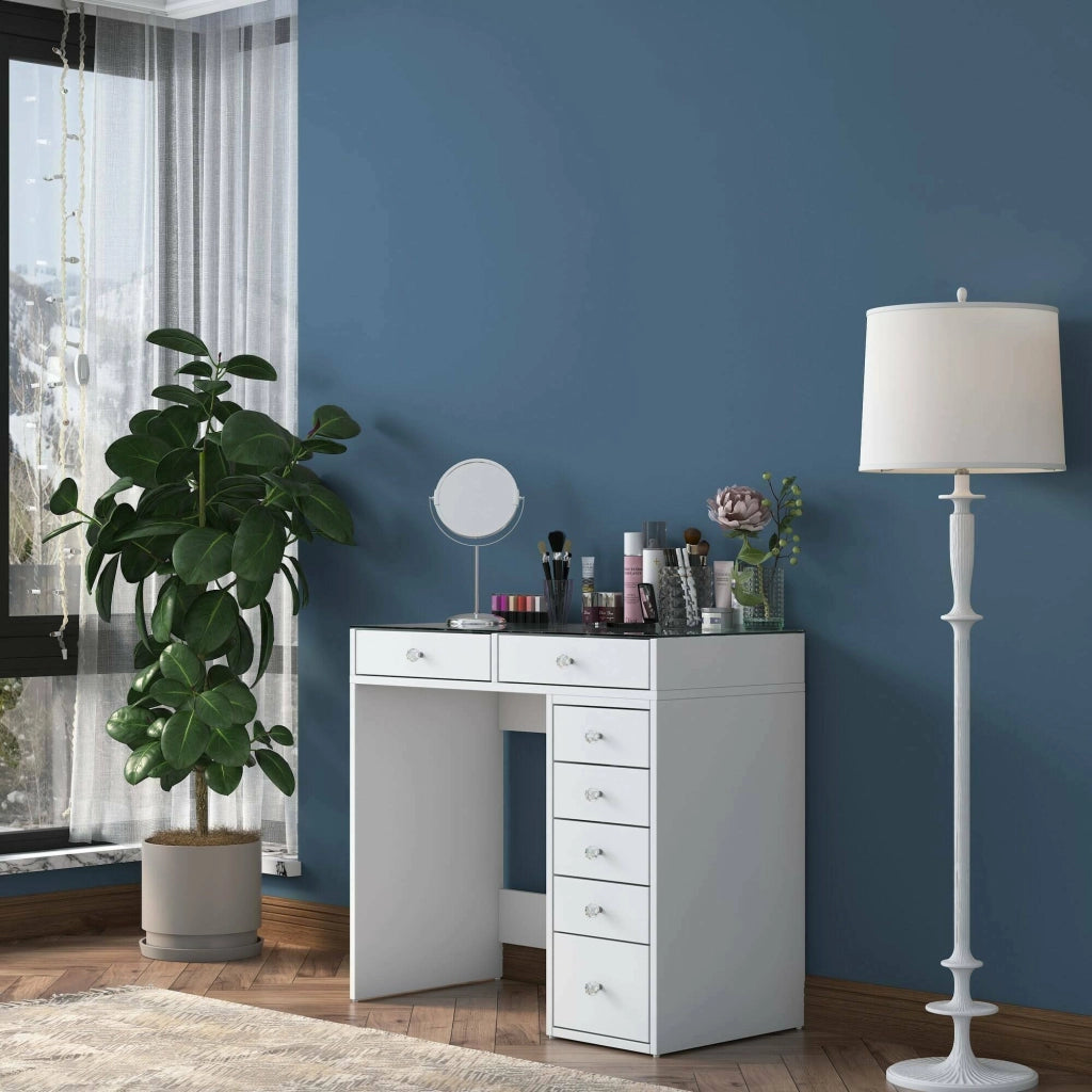 Aldhibah, Consolle Materiale Struttura in Legno Nobilitato, 44.5x90x79.8h cm Bianco