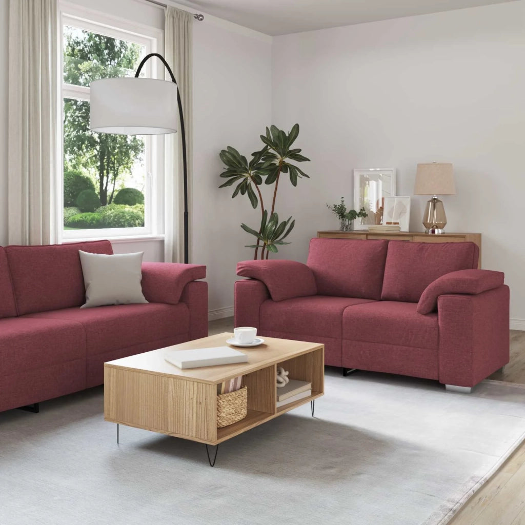 Divano 2 pcs Rosso Vino 219 x 80 x 82 cm Tessuto 3324743