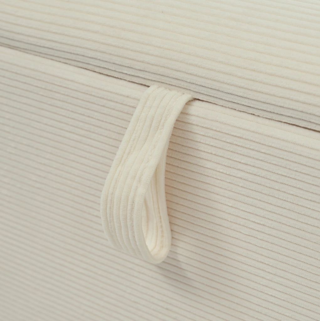 Panca contenitore 145x38x46 cm con vano idraulico in corduroy; legno; beige