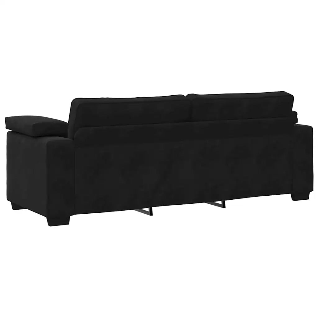 Divano a 3 Posti-Sofa 3 Posti Nero 178 cm in Velluto