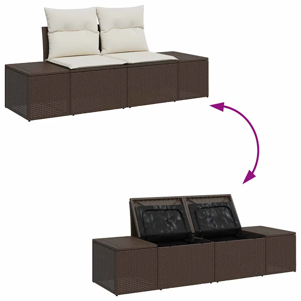 Set Divano da Giardino con cuscino 7 pcs Marrone e Crema 3357841