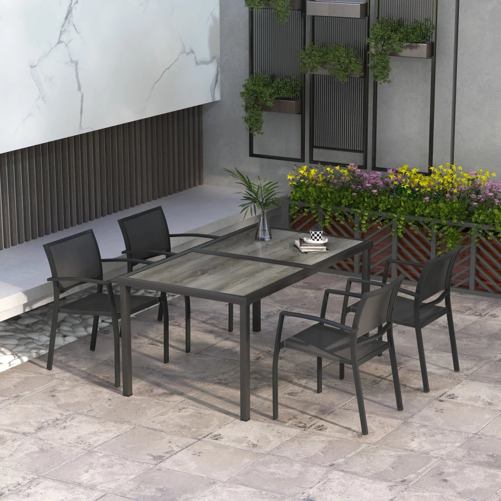 Set tavolo da pranzo con 4 sedie per giardino esterno ¨C Xylo ¨C grigio, 150x87x72 cm