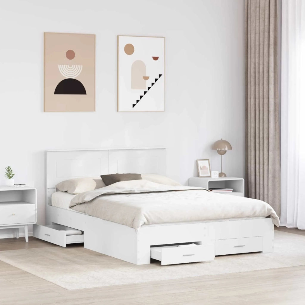 Struttura del letto-Giroletto-Rete del Letto Bianco 140 x 200 cm Legno multistrato 400440