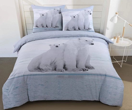 Coperta di Letto Flanel - Orso Polare - 240 x 220 cm - Flanel di Cotone - Thema Inverno Coperta di Letto 240 x 220 di Cotone