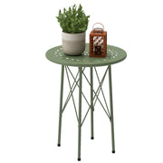 Tavolino da giardino rotondo con decoro floreale ¨C Minimal ¨C acciaio, verde, ?40x50 cm