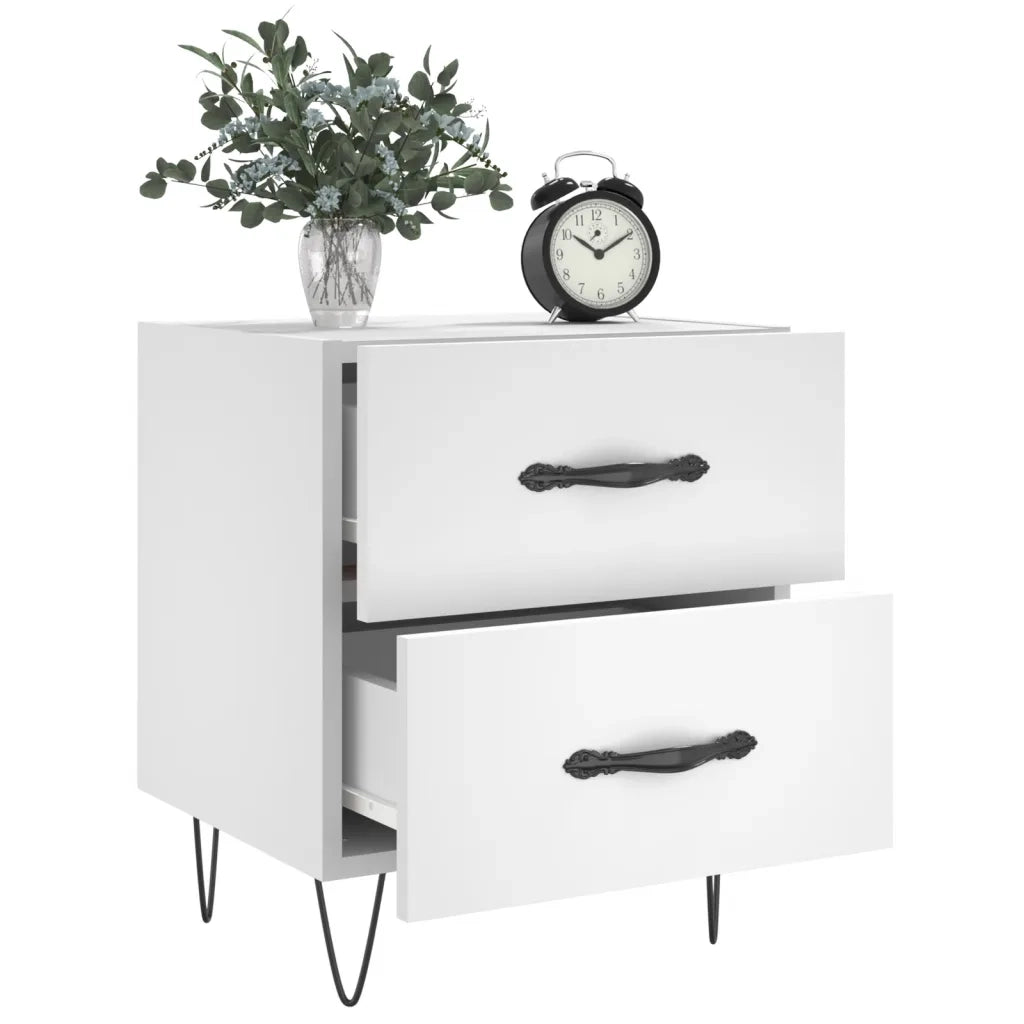 Comodini 2 pz-Set di 2 Tavolino da notte Bianchi 40x35x47,5 cm in Legno Multistrato 226846
