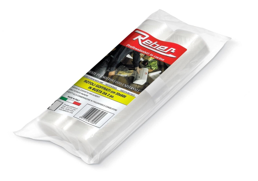 Reber 6726 A Rotolo per Sottovuoto Goffrato Compatibile 20 cm x 6 m 2 Rotoli per Busta