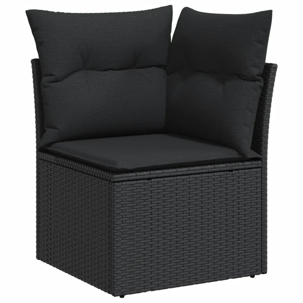 Set Divano da Giardino 6 pz con Cuscini Nero in Polyrattan 3221374