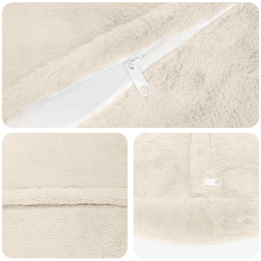 Federa 2 pz HEERLEN Bianco Ø 40 cm Pelliccia di Coniglio Finta 922469