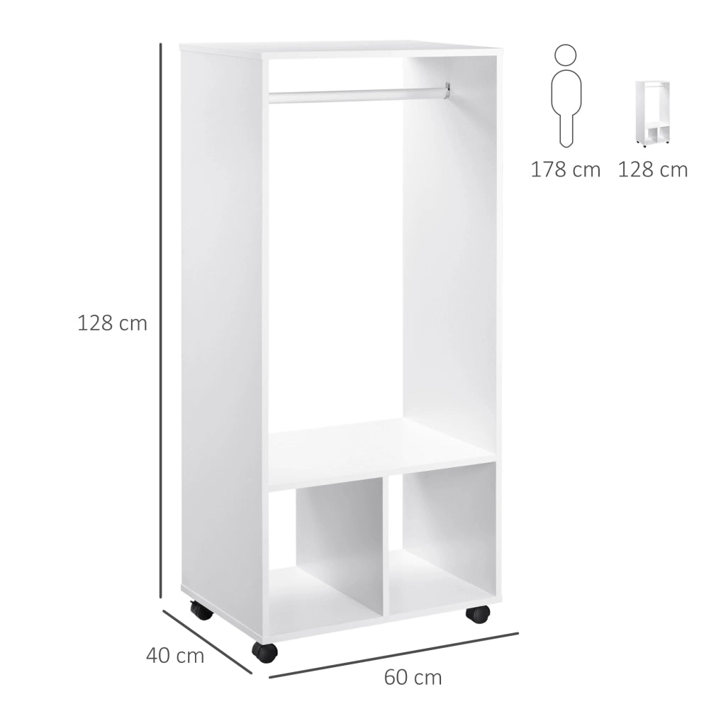 Armadio a rulli con appendiabiti e ripiani ¨C Minimal ¨C 60x40x128 Bianco