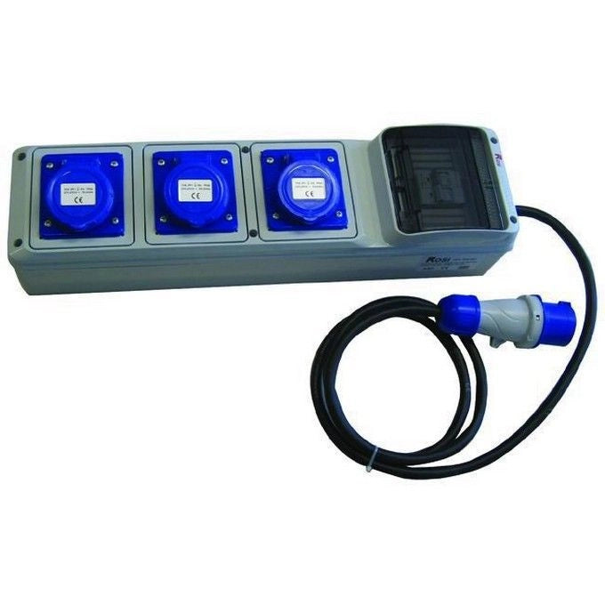 Vigor 2301-MT Quadro di Distribuzione Secondario 3 Prese CEE 16A 3P 220V IP44 1 Spina CEE 16A 3P 220V IP44 Cavo 2 m colore Nero