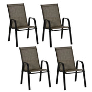 SET 4 SEDIE DA GIARDINO CON BRACCIOLI IN TESSUTO TRASPIRANTE MARRONE