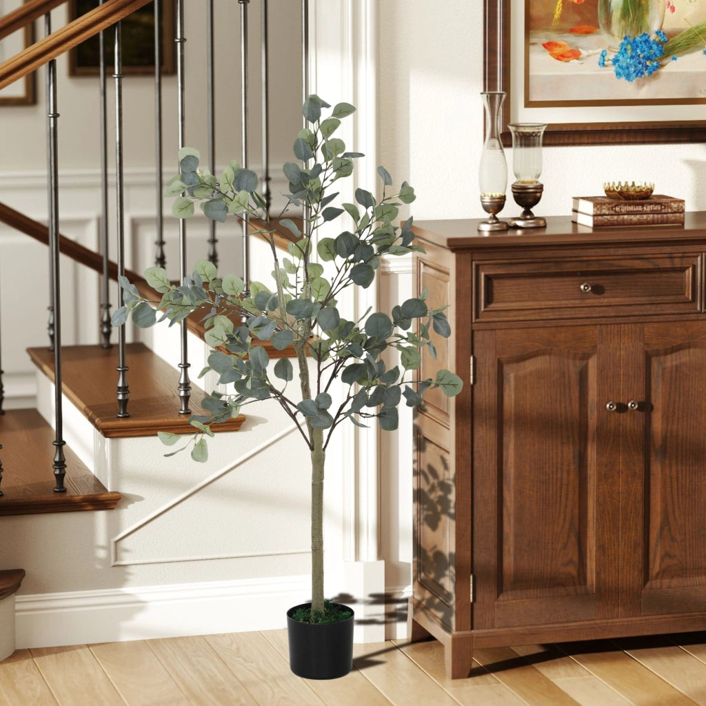 Pianta Artificiale Eucaliptus 120 cm in Vaso per Interni Verde ¨C zephmum ¨C Verde Sintetico