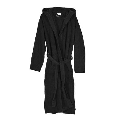 Accappatoio nero 100% cotone taglia S con tasche cappuccio e cintura