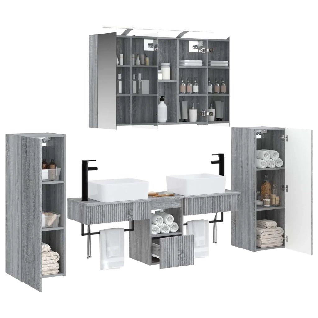 Set di mobili per il bagno 6 pz Sonoma grigio 3407132