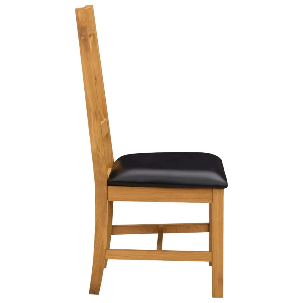Sedia da pranzo 2 pz Legno di Quercia Massello Nero 42039169