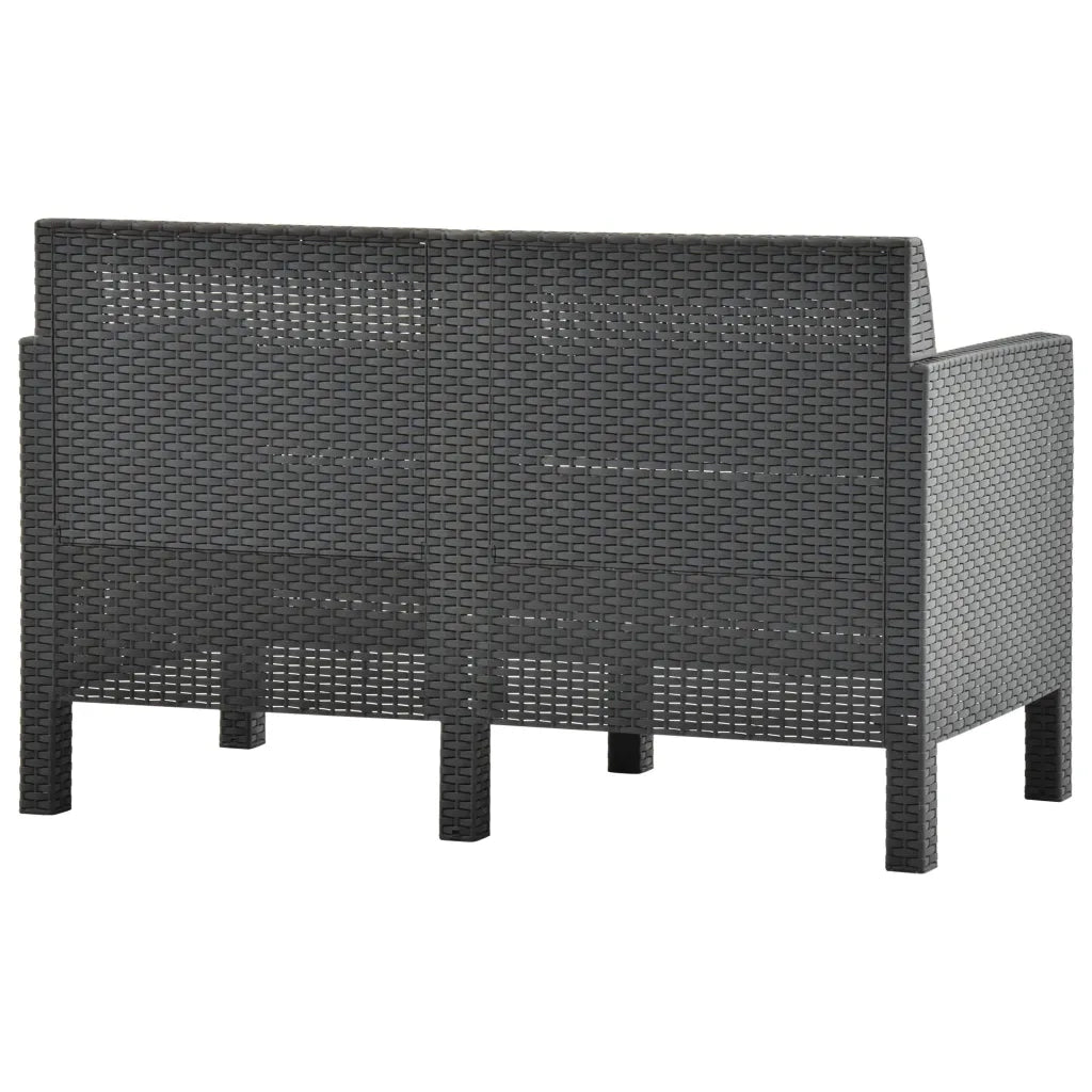 Set Divani da Giardino 2 pz | Set Salotto da Giardino con Cuscini in Rattan PP Antracite