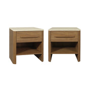 set  2 comodini con decorazione in legno ed effetto travertino, 1