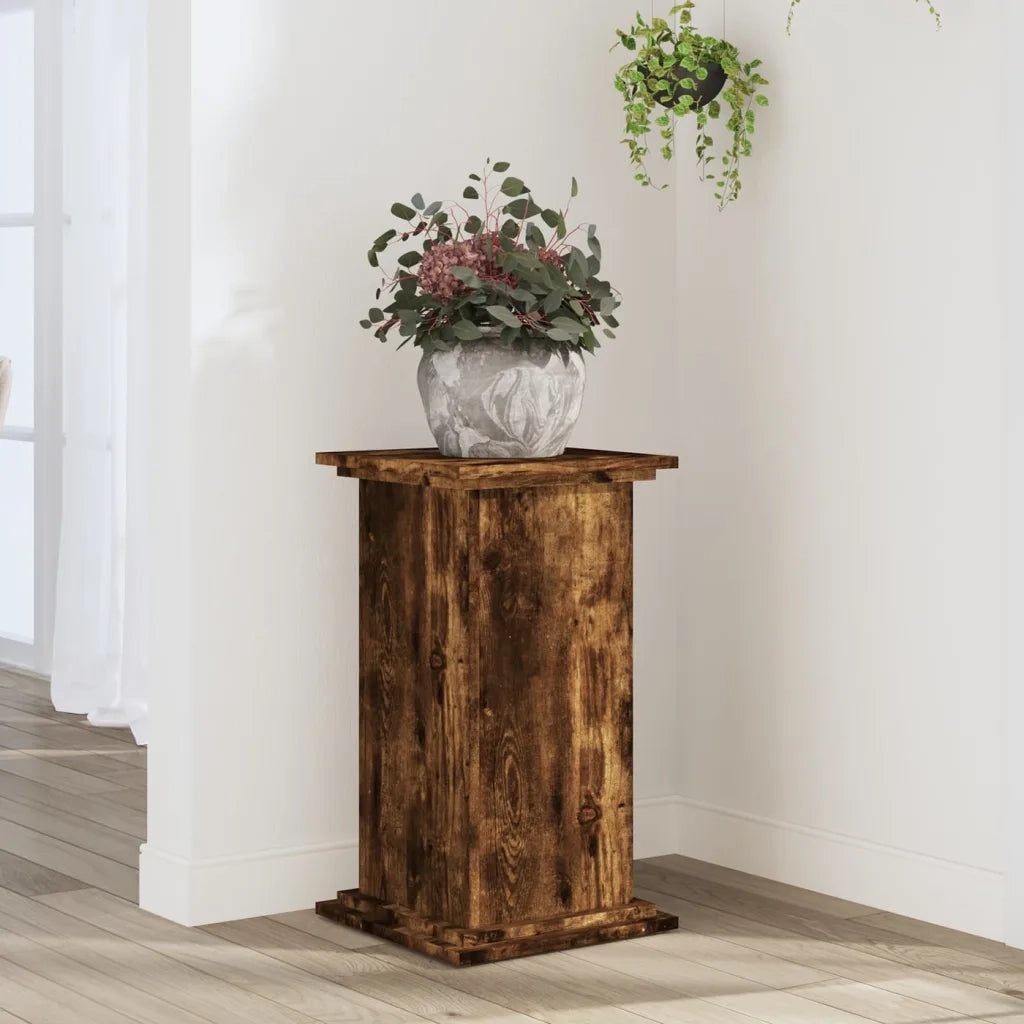 Supporto per piante | Sostegno per piante Rovere Fumo 33x33x60 cm Legno Multistrato