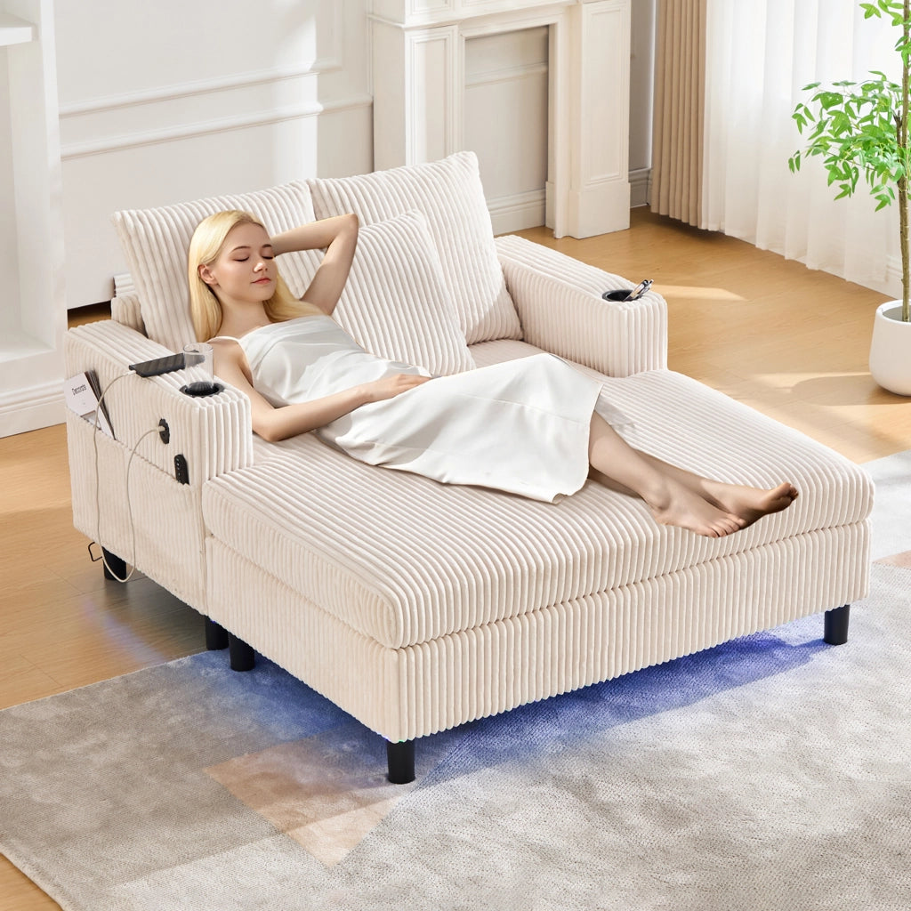 Poltrona letto comoda - Zephmum - Con porta-bicchieri, USB e luce LED