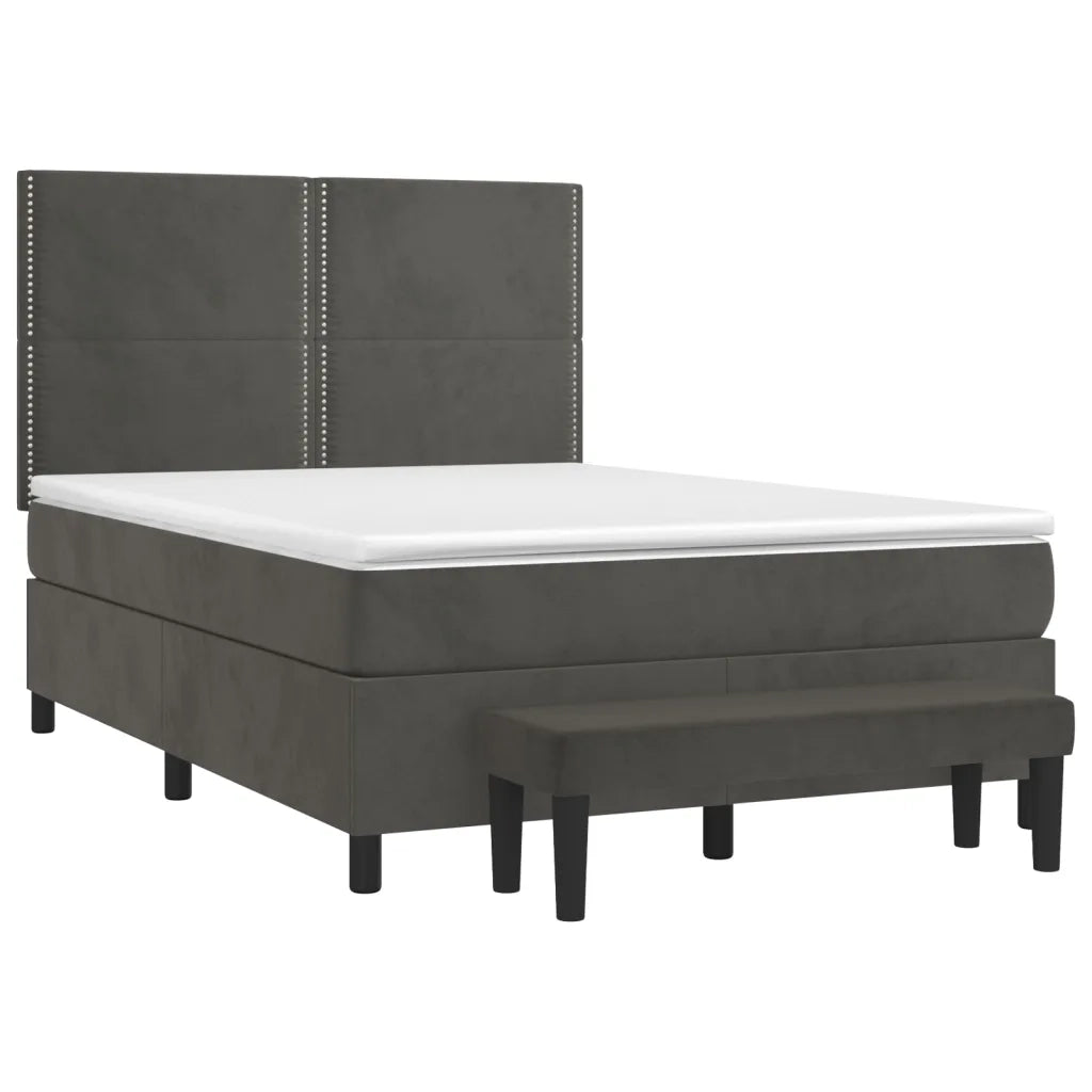Giroletto a Molle con Materasso Grigio Scuro 140x200 cm Velluto 3137786