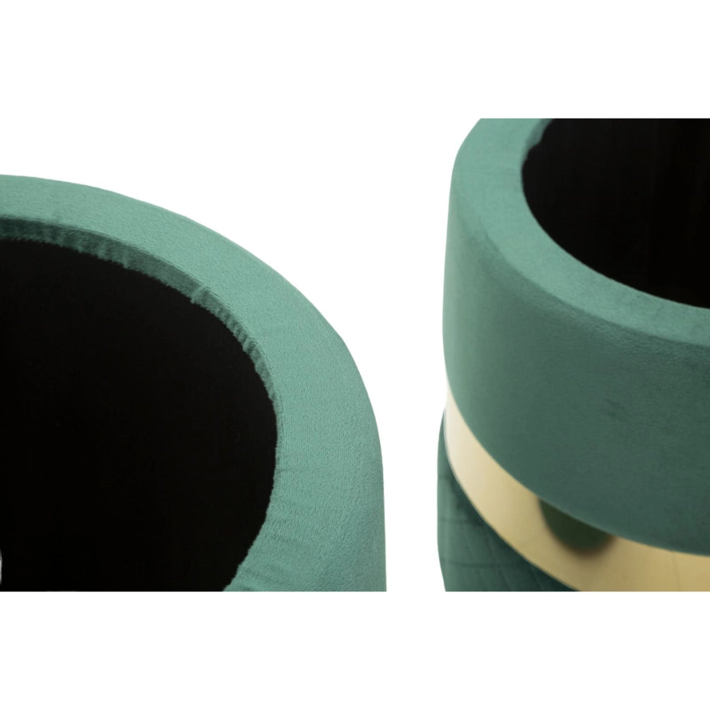 Set di 2 Pouf VKH870, Verde, Poliestere, 37x37x42 cm