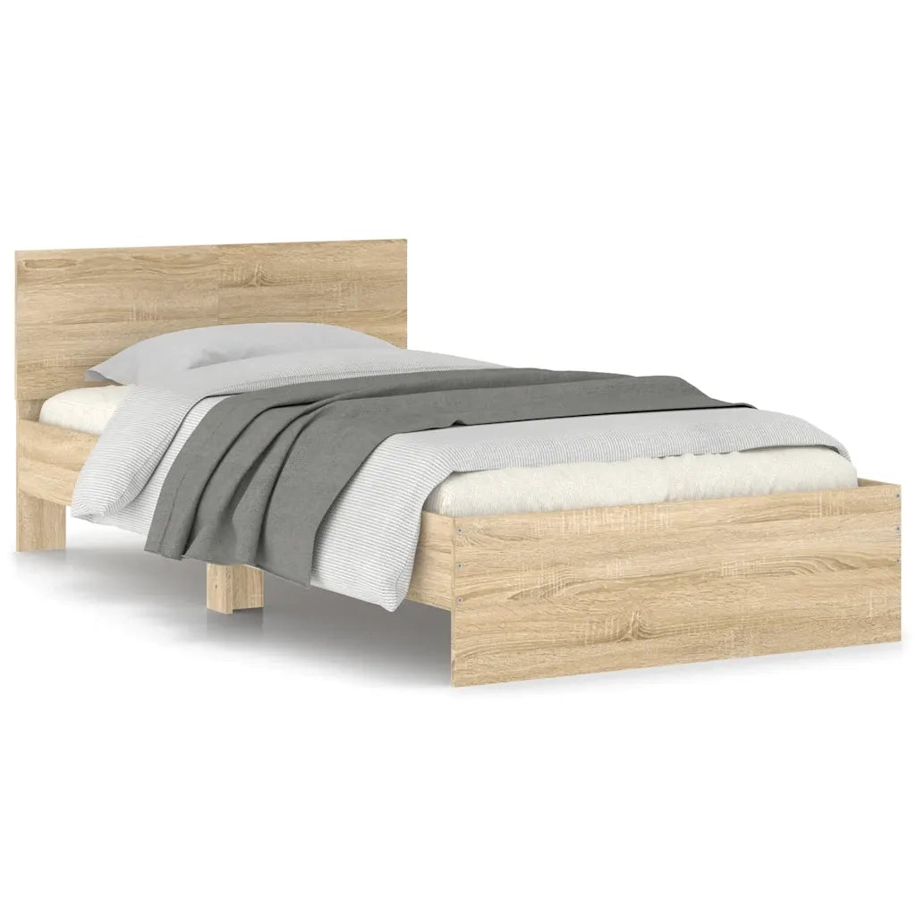 Giroletto senza Materasso con Testiera-Struttura Letto Rovere Sonoma 100x200 cm 734156