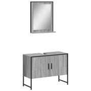Set Mobili da Bagno | Armadio da bagno 2 pz Grigio Sonoma in Legno Multistrato