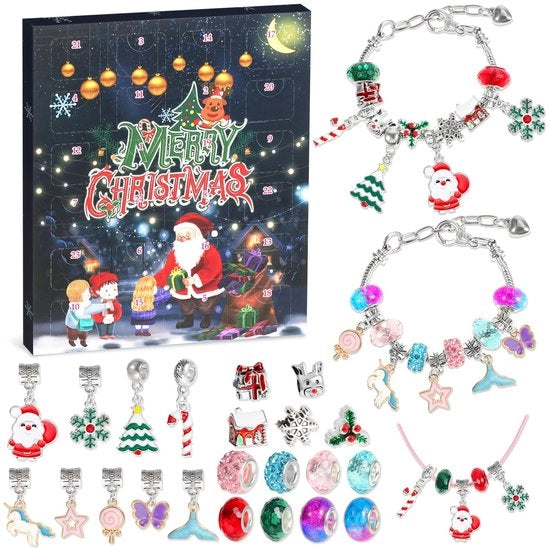 Calendario di Natale 2025 - Calendario di Natale per Bambini - Gioielli/Bracciali - Creatività per Bambini - Regalo di Natale per Ragazze - 24 Sorprese - Calendario di Gioielli