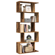 Libreria Divisorio 5 Ripiani-Scaffale per Libri-Mobile di Stoccaggio Legno Antico 70x24x161cm Truciolato