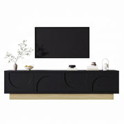 Mobile TV con 4 ante e 2 ripiani per soggiorno; apertura push to open; MDF nero; 175×40×41.5 cm