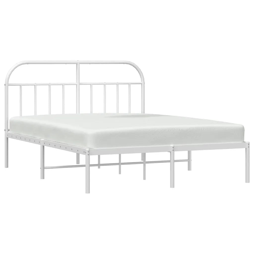 Letto matrimoniale | Letto per adulti | Giroletto con Testiera Metallo Bianco 183x213 cm