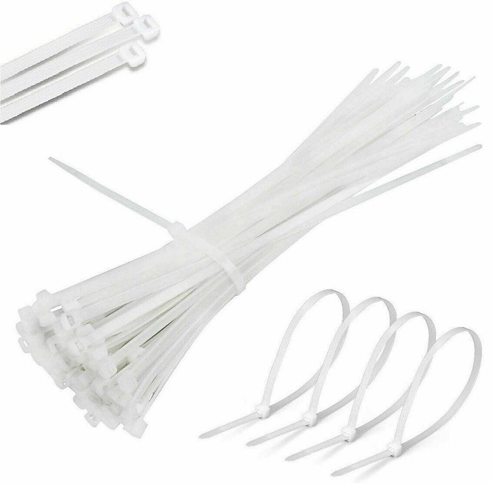 Trade Shop - Set 100 Fascette Plastica Per Cablaggio 7,6x370mm Stringi Cavo Bianche Etq76370b -