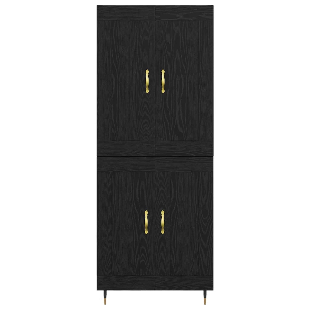 Credenza-Buffet-Armadio da cucina Rovere Nero 69,5 x 34 x 180 cm Legno multistrato 409981