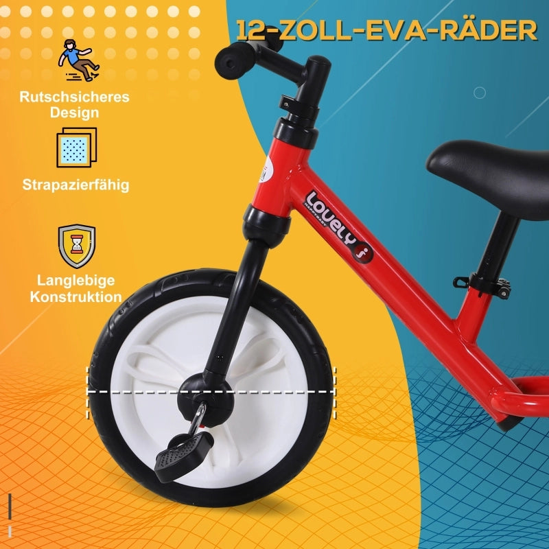 Bicicletta senza pedali per bambini, bici da allenamento, bicicletta per bambini, 2 in 1, bici per bambini con rotelle e pedali, 2-5 anni, altezza