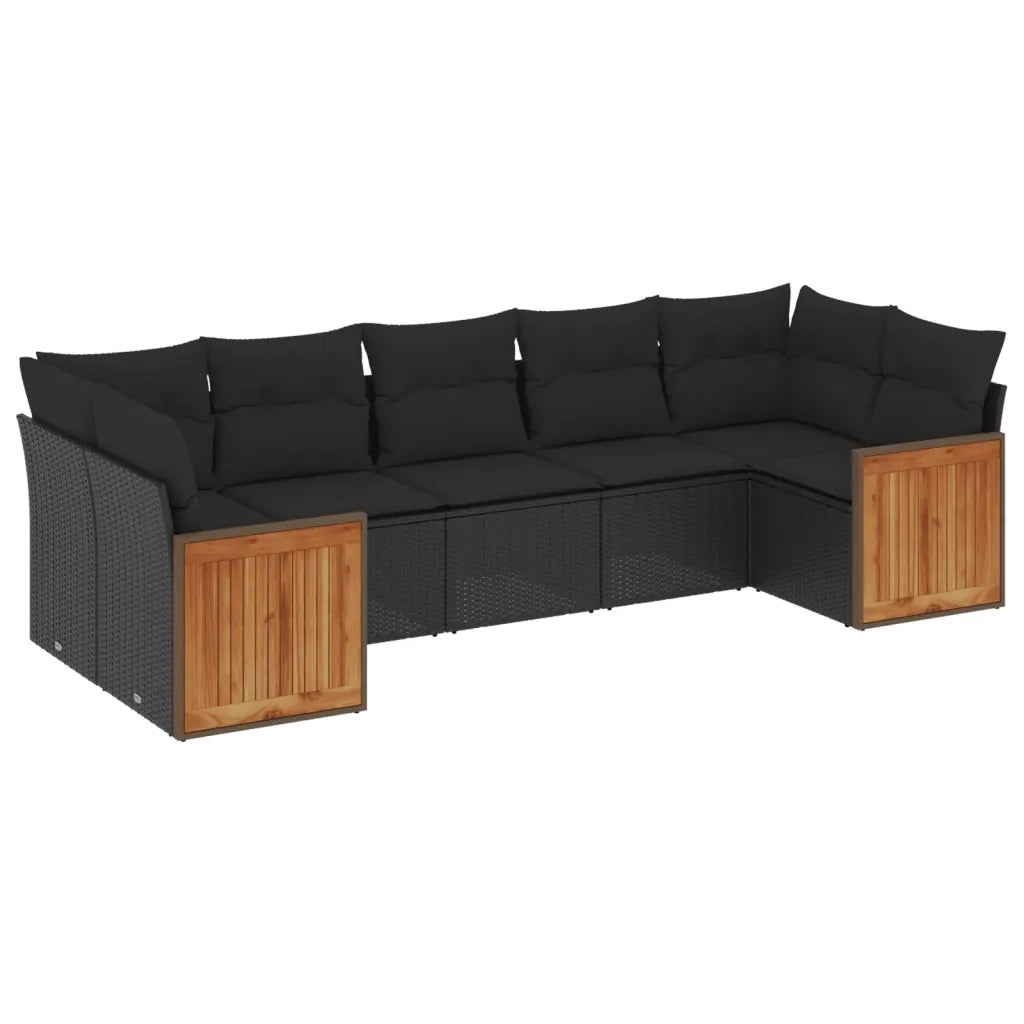 Set Divani da Giardino con Cuscini 7pz Nero Polyrattan 3227945