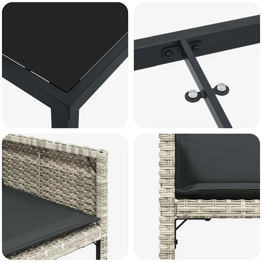 Set da Pranzo per Giardino 5 pcs Grigio chiaro polyrattan 3380734