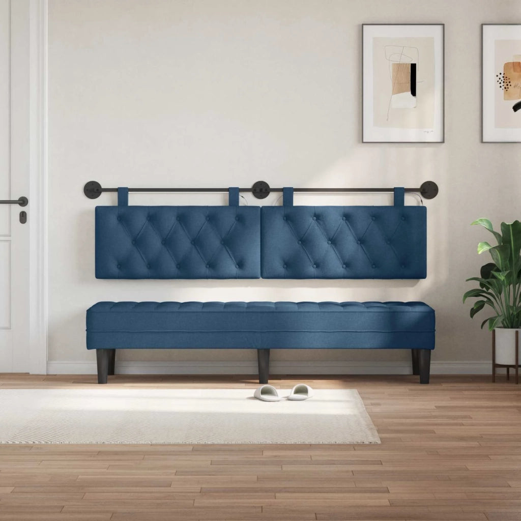 Testiera | Testata sospesa Con luce LED Blu Tessuto