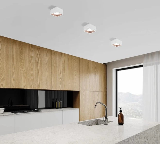 NASSO Soffitto 1 Luce  attacco GX53 Quadrata rame in gesso e alluminio 12x12cm