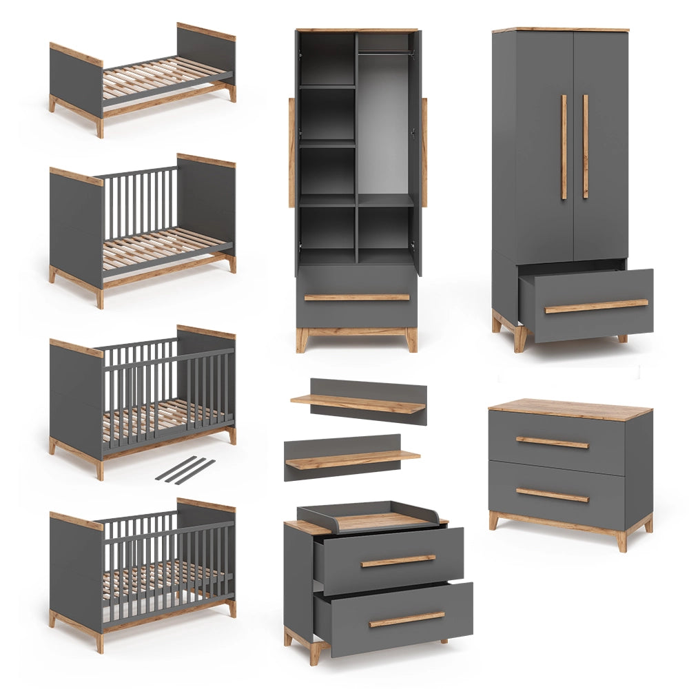 Vitalispa Set per cameretta Grigio/quercia Set di 4