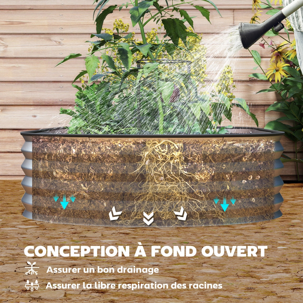 Fioriera Rialzata Giardino ¨C Xylo ¨C Acciaio Galvanizzato Argento 181x93x30cm