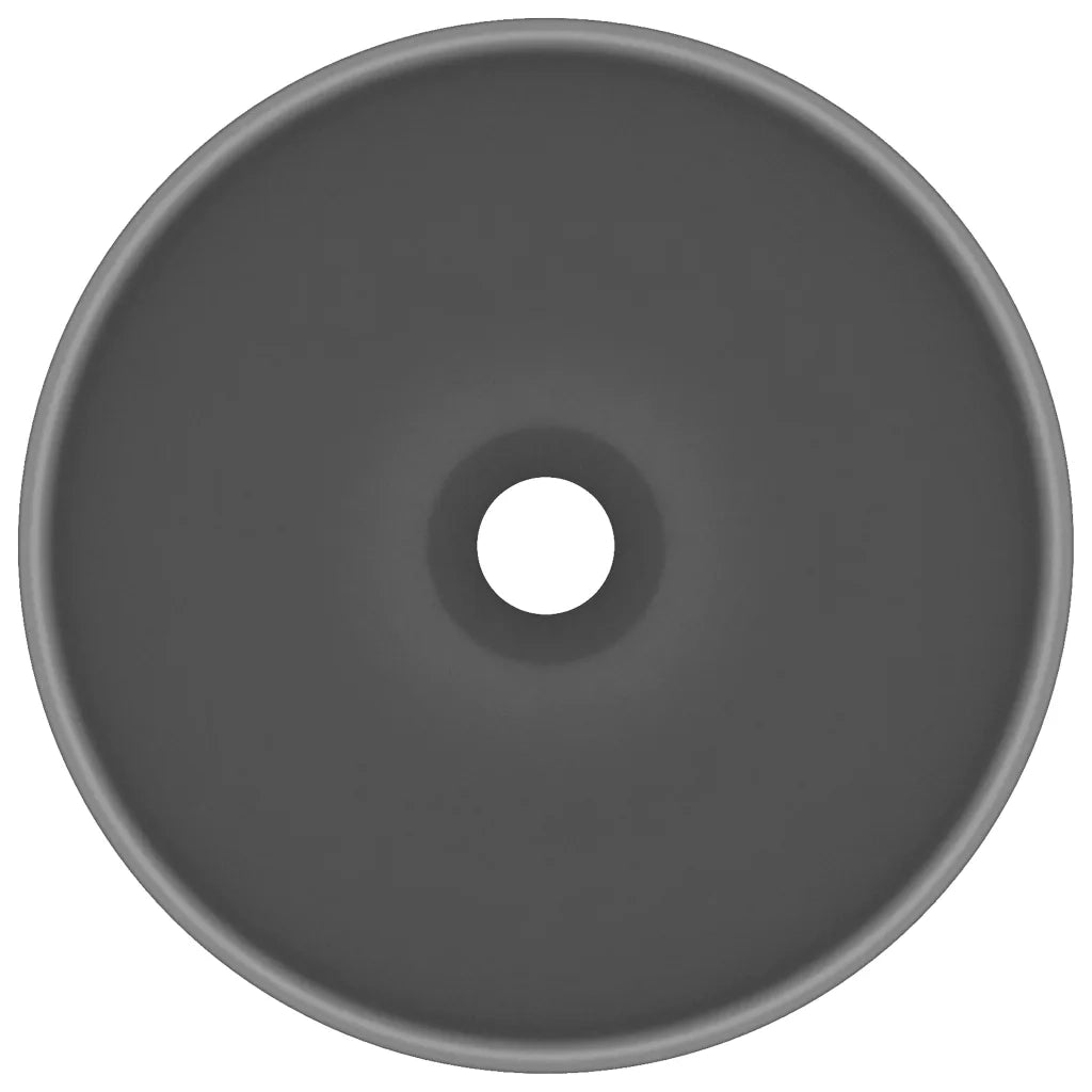 Lavandino Lusso Rotondo Grigio Scuro Opaco 32,5x14 cm Ceramica 146972