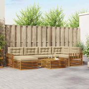 Set di divani da esterno con cuscino 7 pcs Naturale e Beige 3373773
